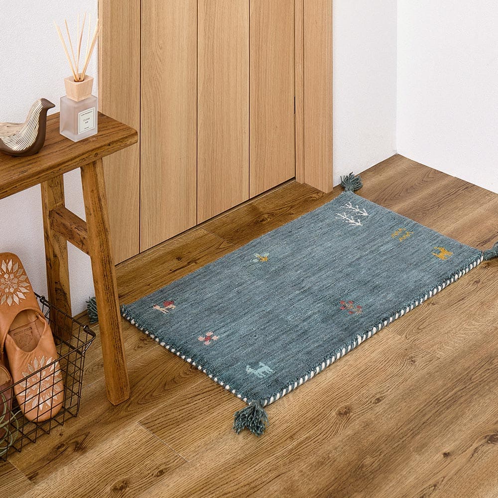 ギャッベ TX 60X90 ブルー 【直送品】 返品・キャンセル・他商品と同時購入は不可