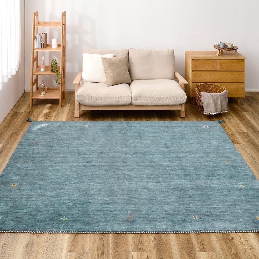 ギャッベ TX 100X140 ブルー 【直送品】 返品・キャンセル・他商品と同時購入は不可