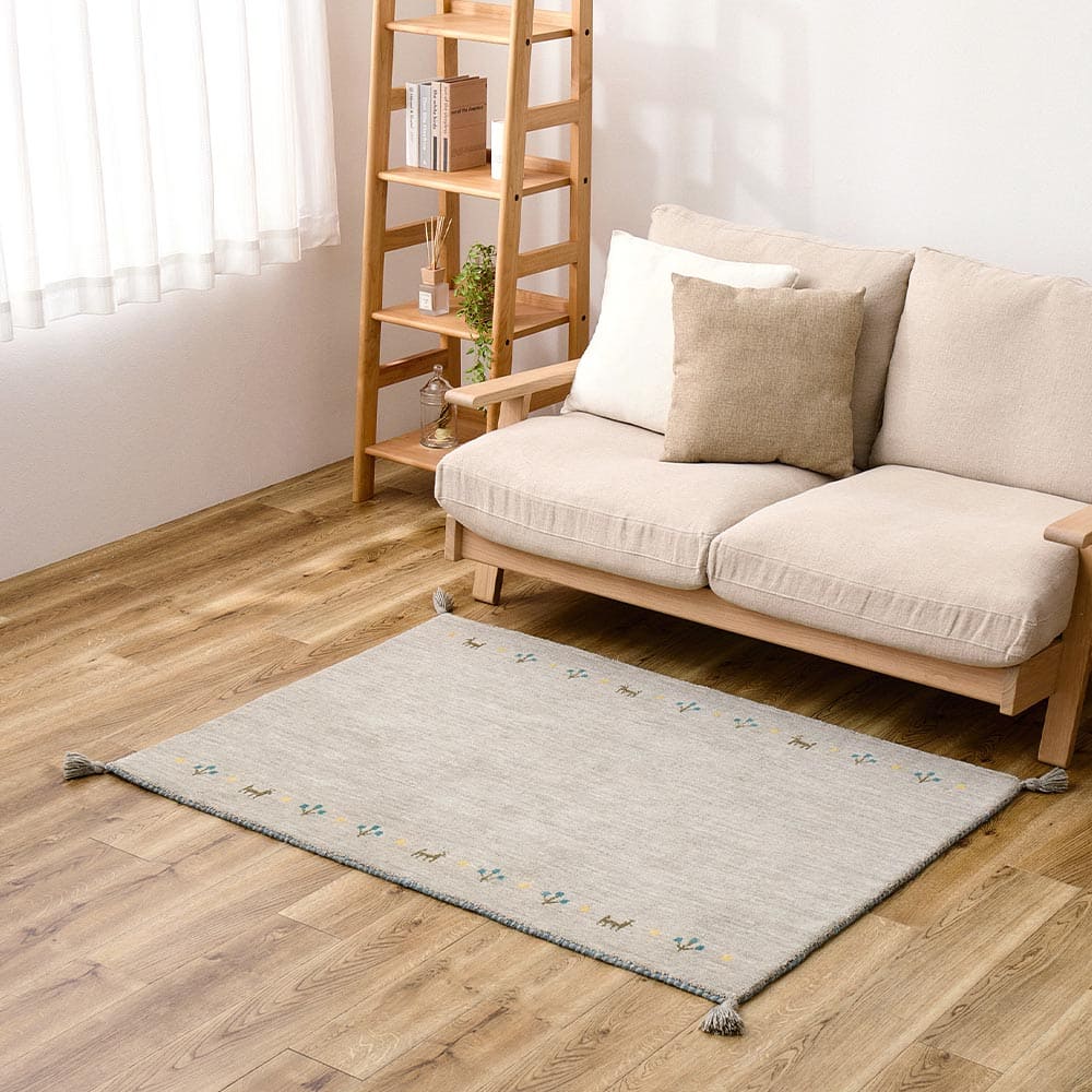 ギャッベ TX 100X140 グレー 【直送品】 返品・キャンセル・他商品と同時購入は不可