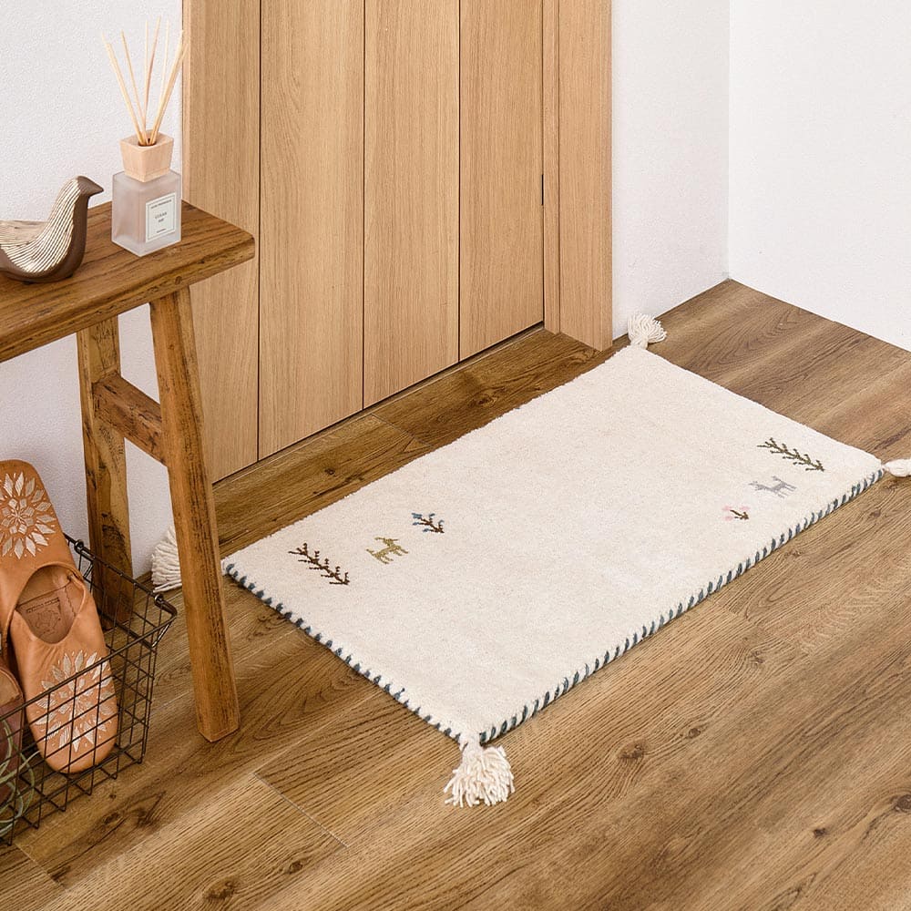 ギャッベ TX 60X90 ホワイト 【直送品】 返品・キャンセル・他商品と同時購入は不可