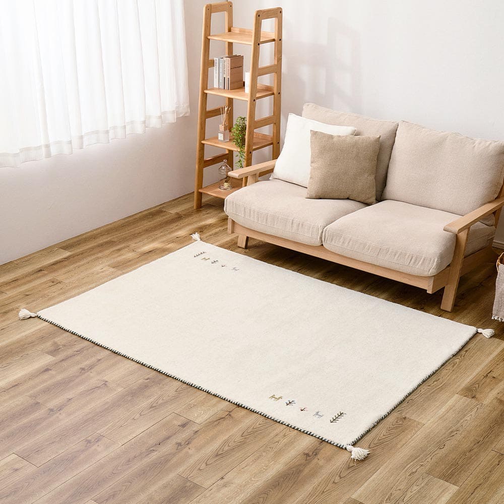 ギャッベ TX 130X190 ホワイト 【直送品】 返品・キャンセル・他商品と同時購入は不可