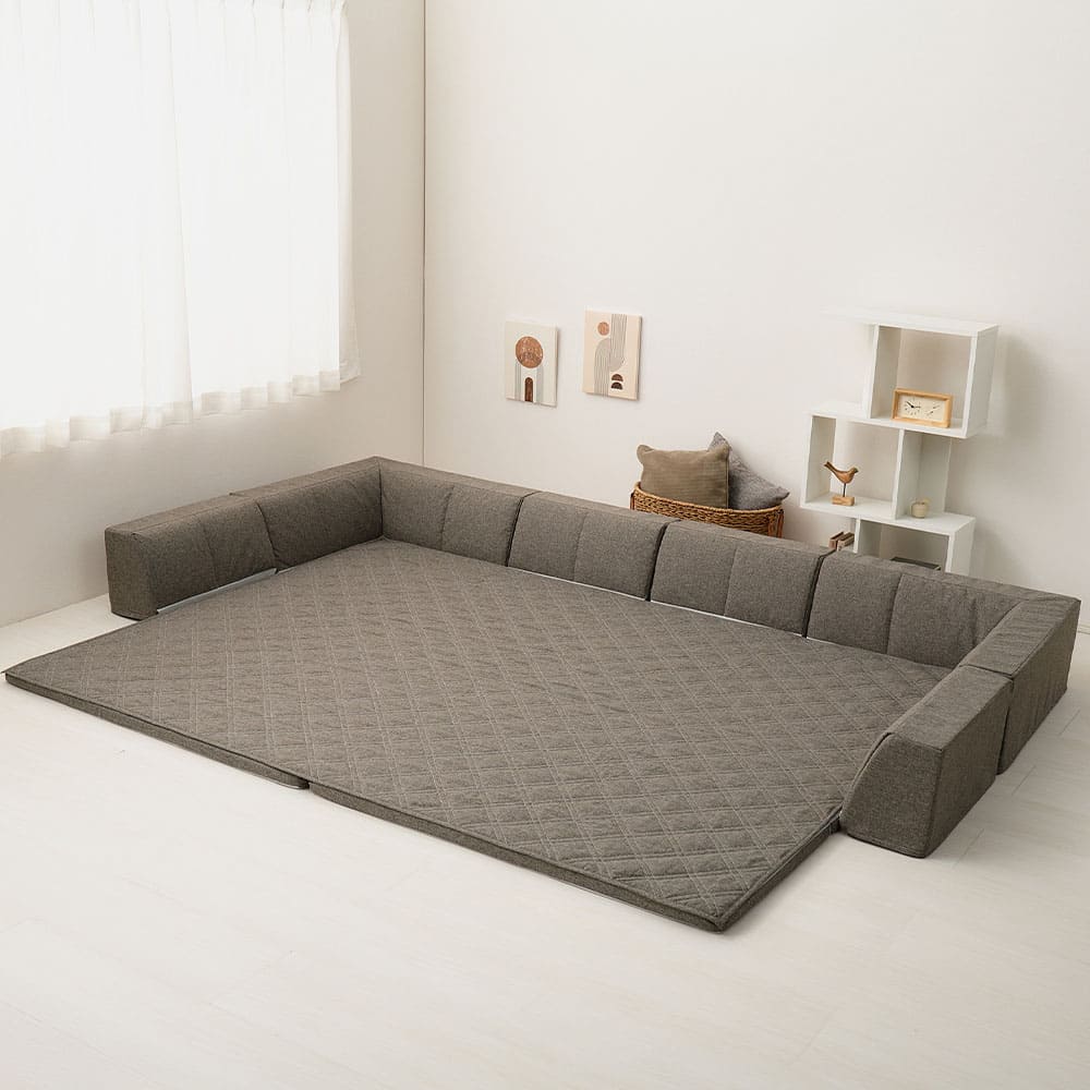 ピターら ラグソファ 3帖セット ブラウン メーカー直送 ▼返品・キャンセル不可【他商品との同時購入不可】