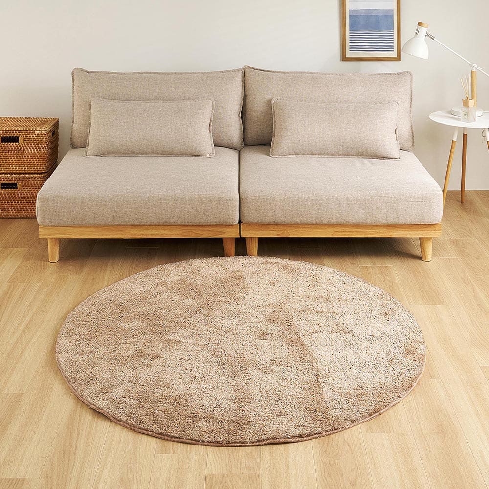 ミックスシャギーラグリーヴァ 約130cm 円形ブラウン 【直送品】 返品・キャンセル・他商品と同時購入は不可