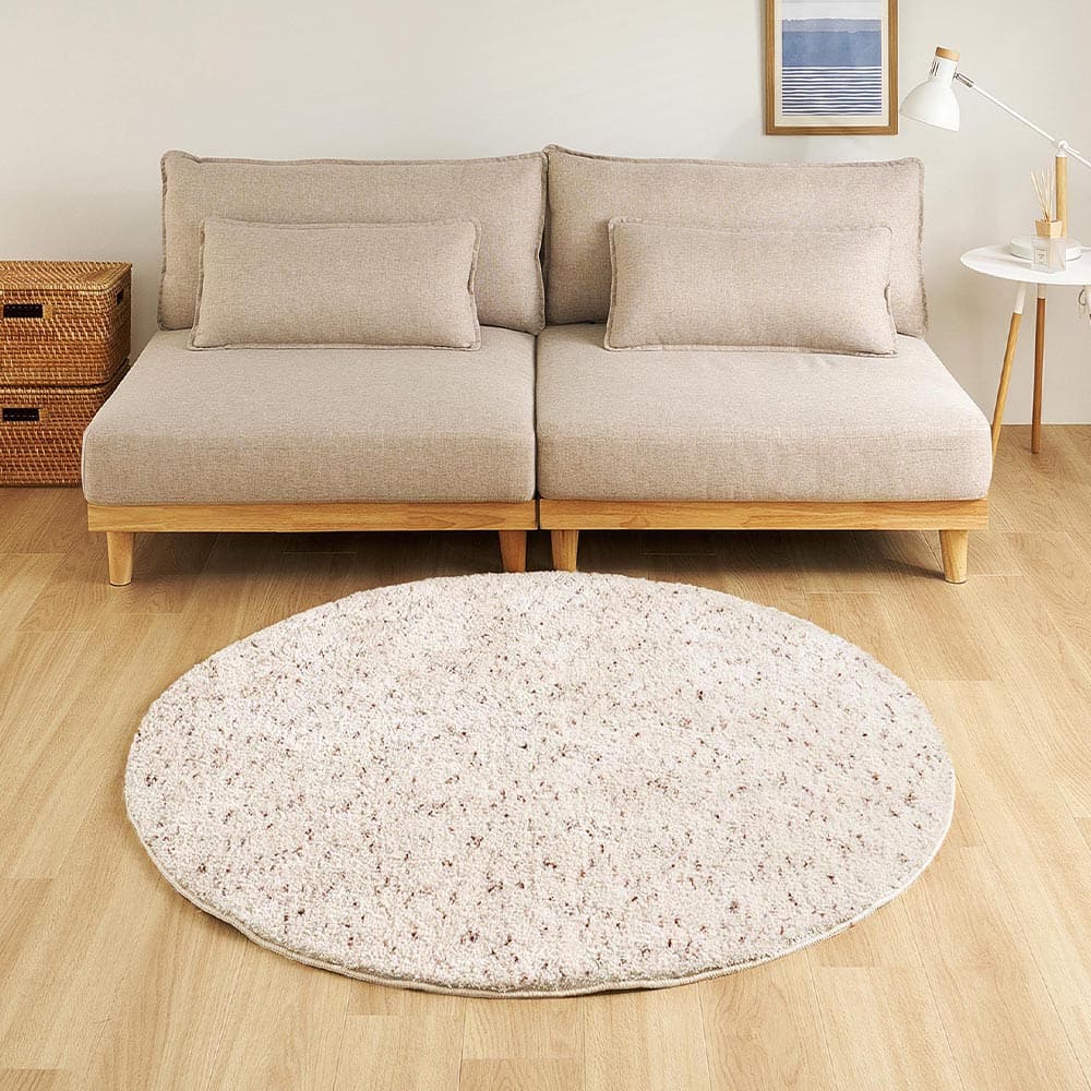 ミックスシャギーラグリーヴァ 約130cm 円形アイボリー 【直送品】 返品・キャンセル・他商品と同時購入は不可