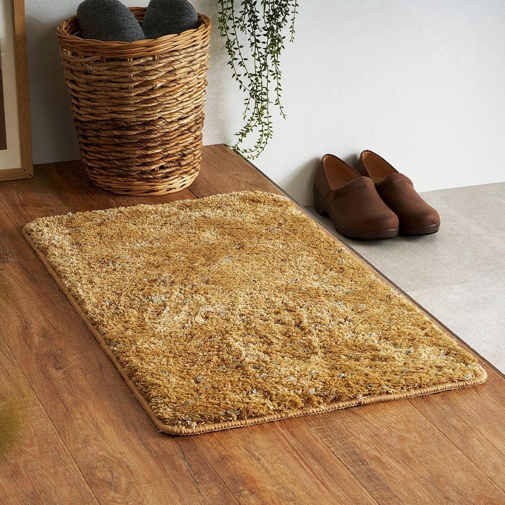 ミックスシャギーマットリーヴァ 約45×75cmマスタード 【直送品】 返品・キャンセル・他商品と同時購入は不可