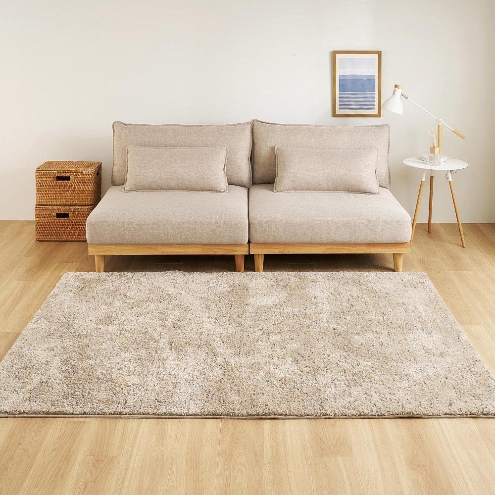 ミックスシャギーラグリーヴァ 約200×200cmサンドベージュ 【直送品】 返品・キャンセル・他商品と同時購入は不可