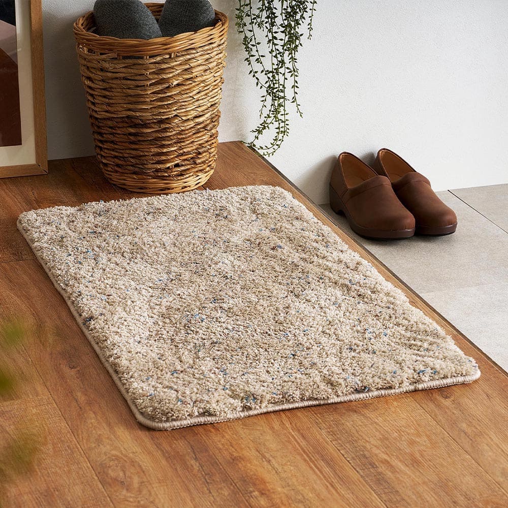 ミックスシャギーマットリーヴァ 約45×75cmサンドベージュ 【直送品】 返品・キャンセル・他商品と同時購入は不可