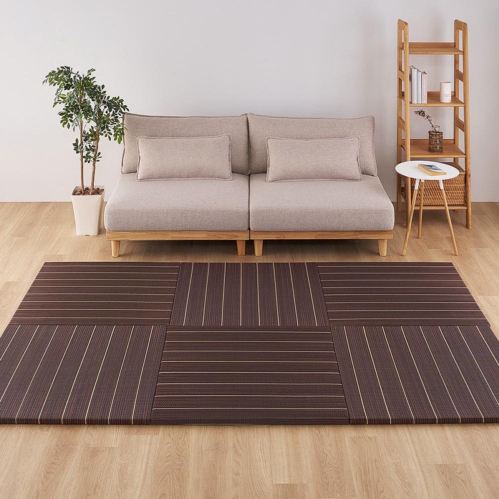 （6枚組）置き畳 凛 約82×82×2.5cm ブラウン 【直送品】 返品・キャンセル・他商品と同時購入は不可