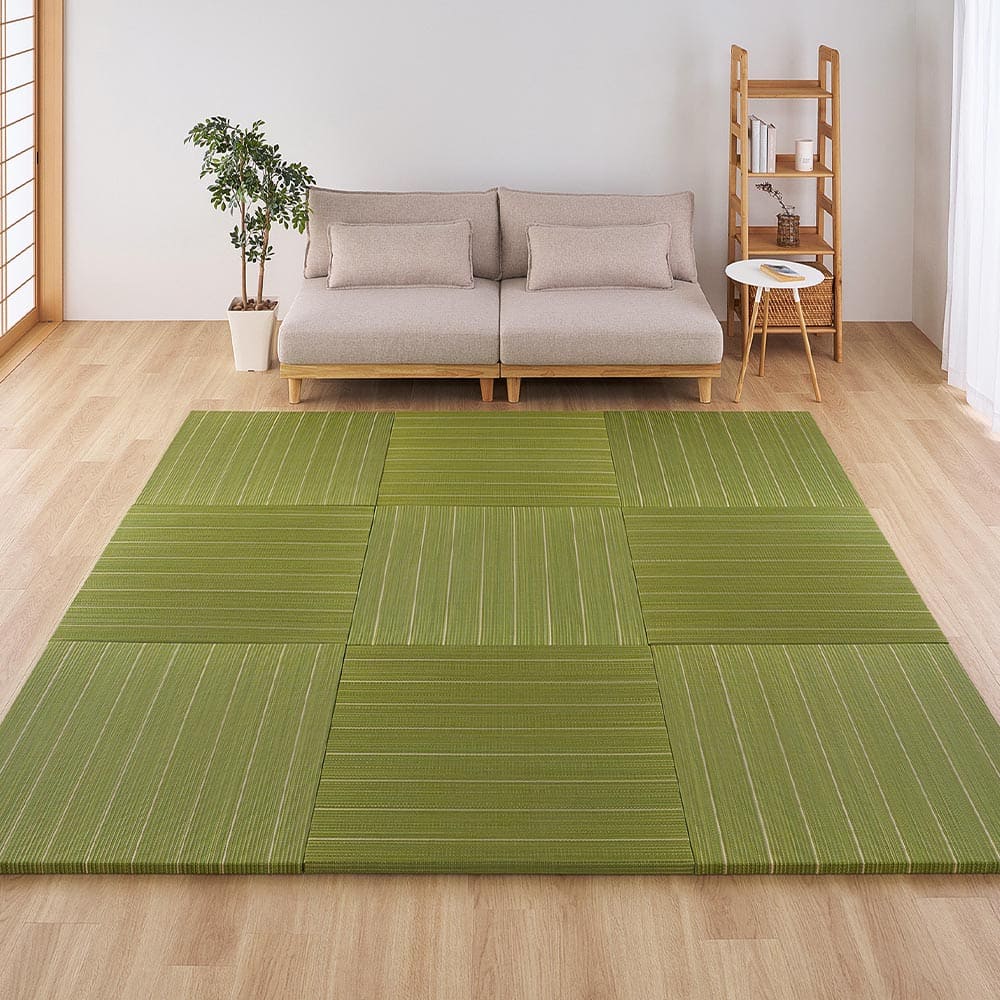 （9枚組）置き畳 凛 約82×82×2.5cm グリーン 【直送品】 返品・キャンセル・他商品と同時購入は不可