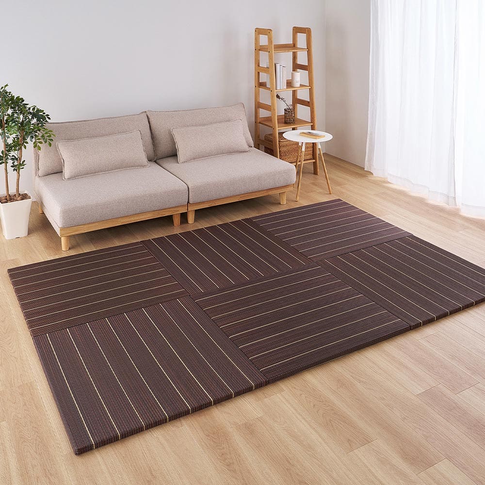 （12枚組）置き畳 凛 約82×82×2.5cm ブラウン 【直送品】 返品・キャンセル・他商品と同時購入は不可