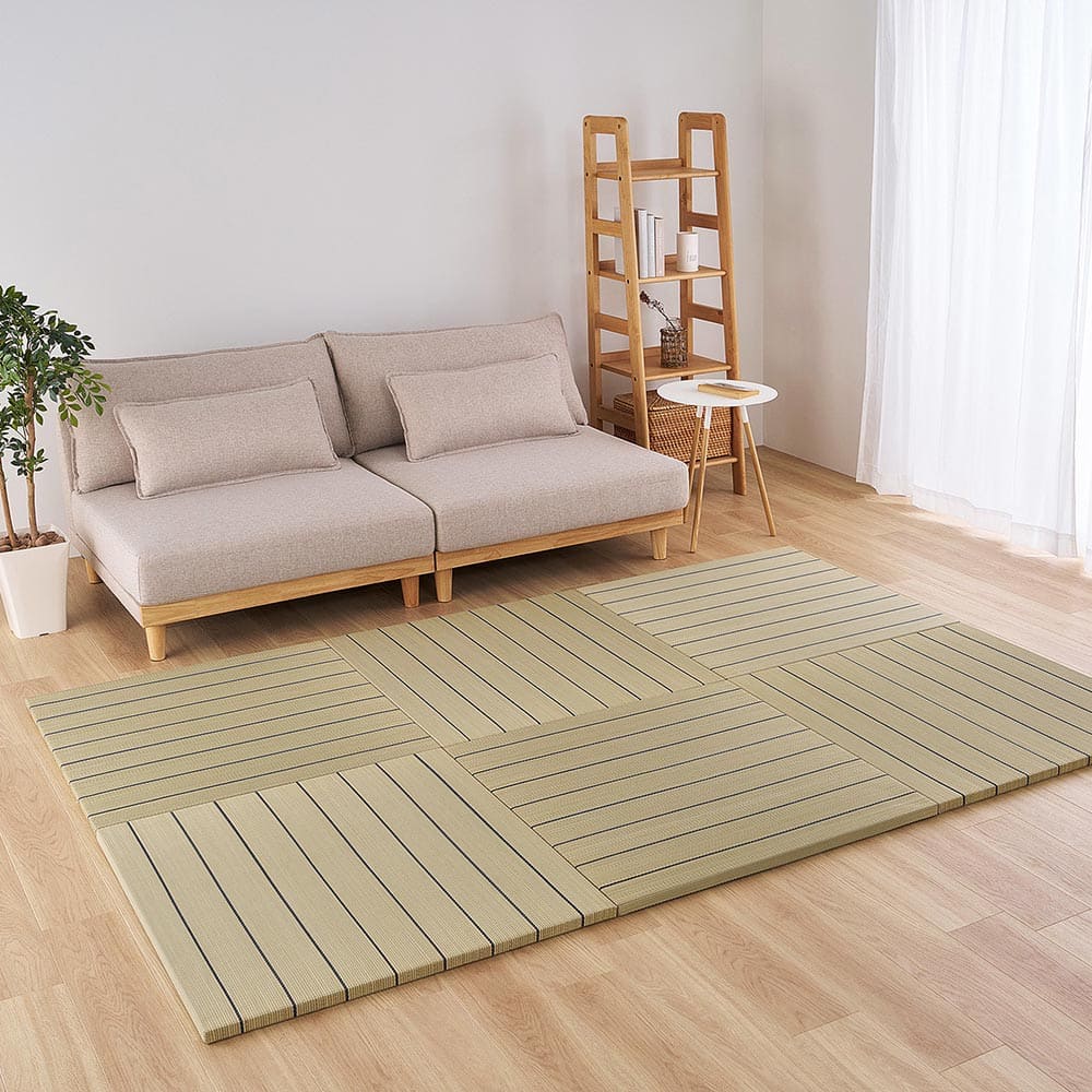 （12枚組）置き畳 凛 約82×82×2.5cm ナチュラル 【直送品】 返品・キャンセル・他商品と同時購入は不可