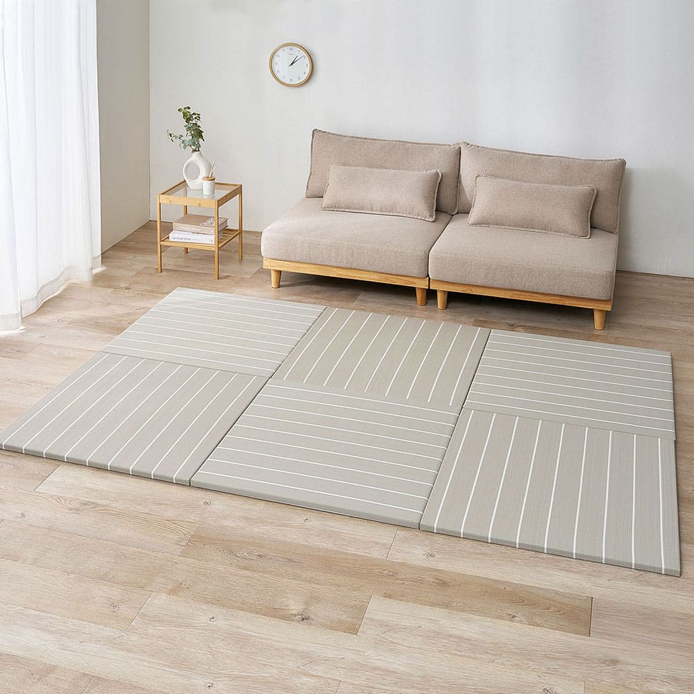 【6枚組】い草風置き畳 コトリナ ライトグレー約82×82×2.5cm 【直送品】 返品・キャンセル・他商品と同時購入は不可