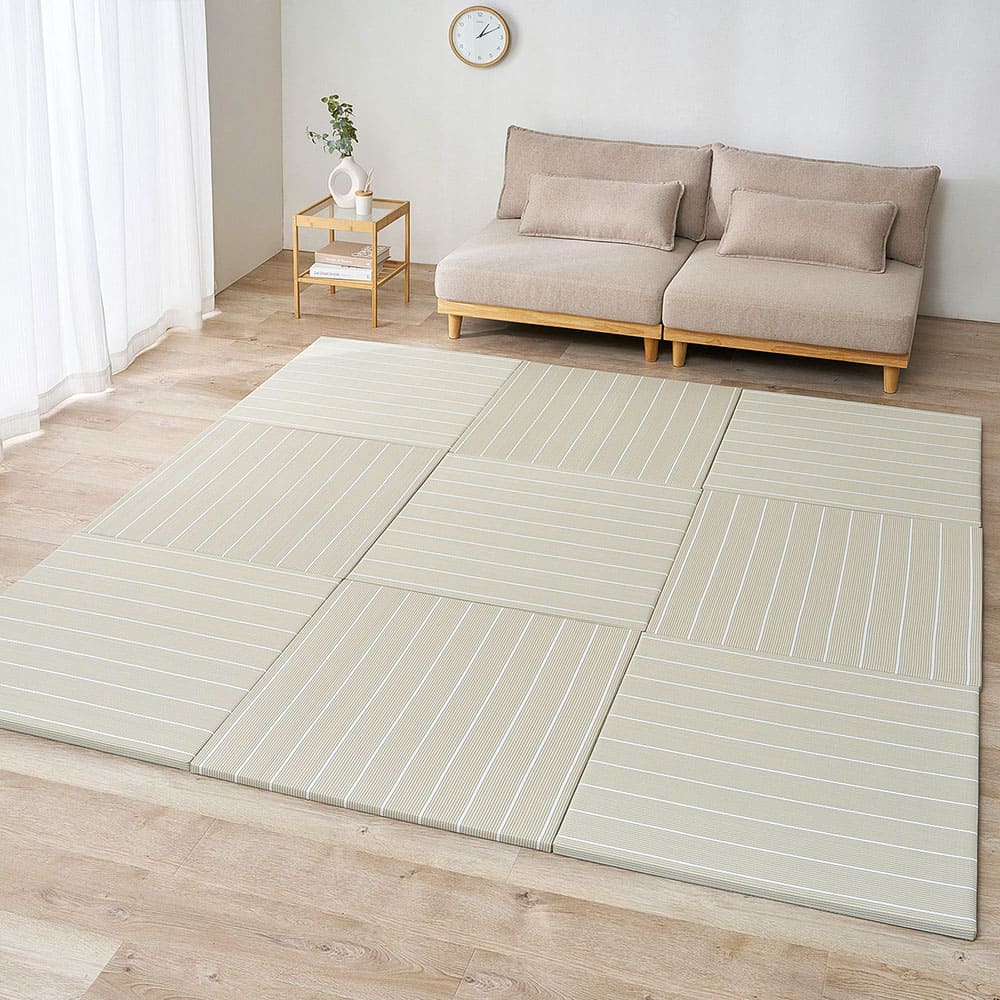 【9枚組】い草風置き畳 コトリナ ベージュ約82×82×2.5cm 【直送品】 返品・キャンセル・他商品と同時購入は不可