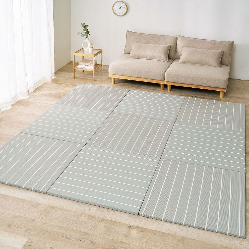 【9枚組】い草風置き畳 コトリナ グレー約82×82×2.5cm 【直送品】 返品・キャンセル・他商品と同時購入は不可