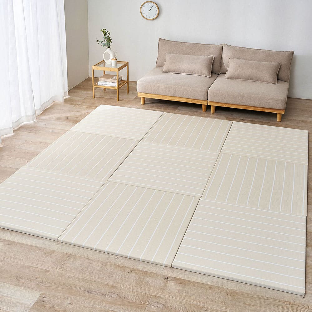【9枚組】い草風置き畳 コトリナ ライトベージュ約82×82×2.5cm 【直送品】 返品・キャンセル・他商品と同時購入は不可