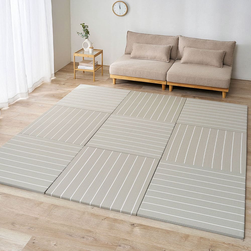 【9枚組】い草風置き畳 コトリナ ライトグレー約82×82×2.5cm 【直送品】 返品・キャンセル・他商品と同時購入は不可