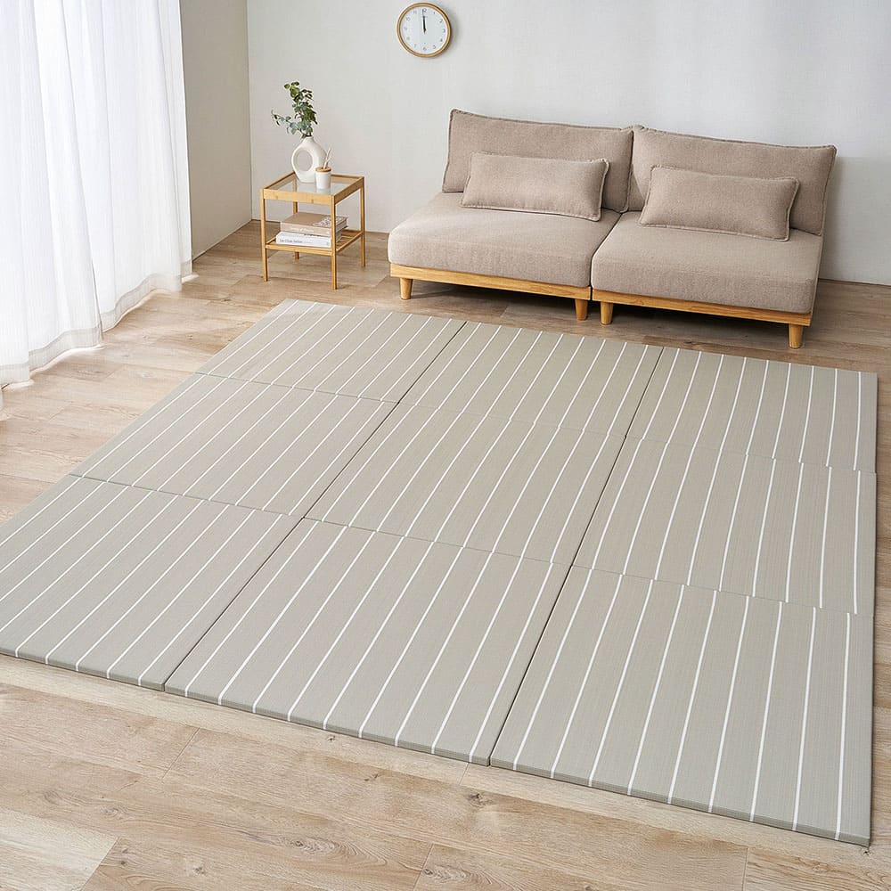 【12枚組】い草風置き畳 コトリナ ライトグレー約82×82×2.5cm 【直送品】 返品・キャンセル・他商品と同時購入は不可