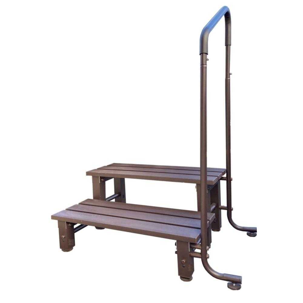 アルミ製手すり付ステップ台2段 ATS-2DBW メーカー直送 ▼返品・キャンセル不可【他商品との同時購入不可】