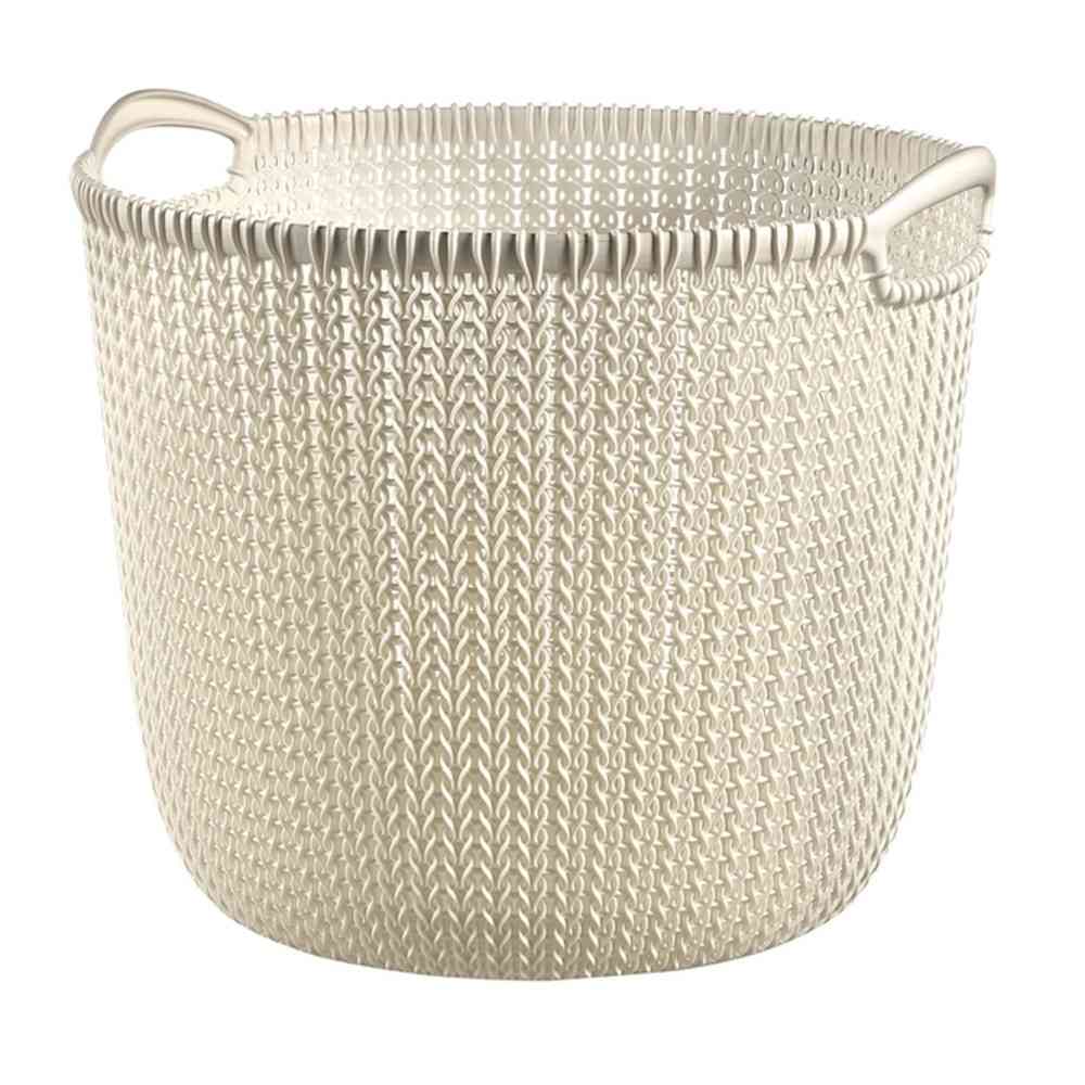 藤栄 Knit（ニット） ラウンドバスケット 30L ホワイト CV-202