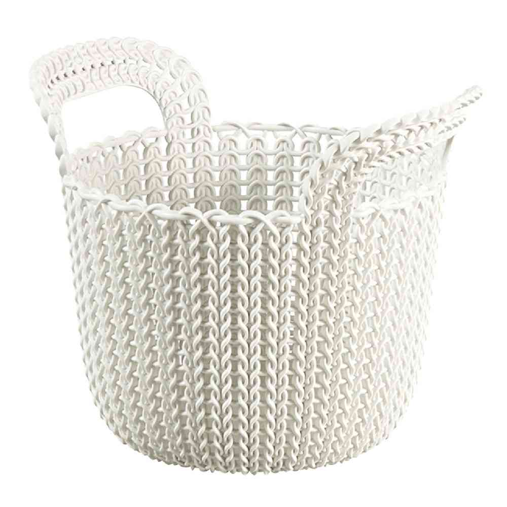 藤栄 Knit（ニット） ラウンドバスケット 3L ホワイト CV-005