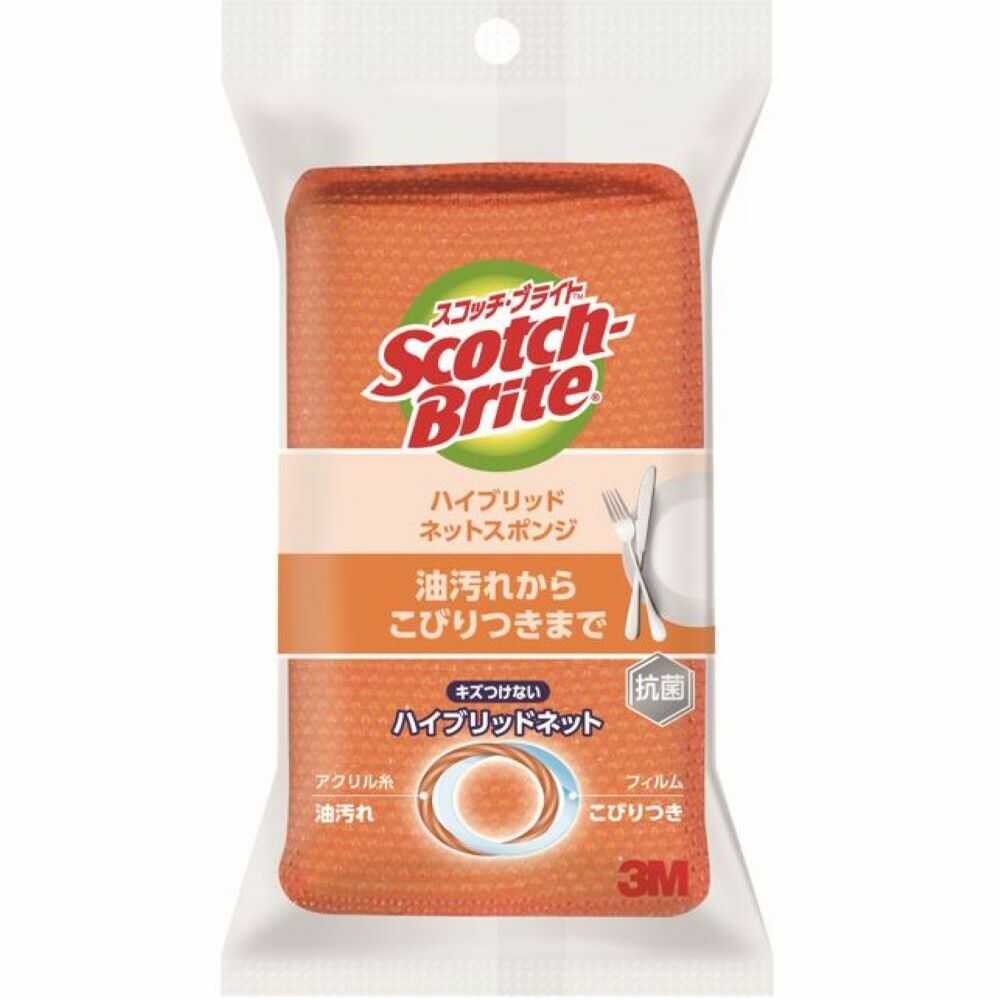 3M ハイブリッドネットスポンジオレンジ 1個