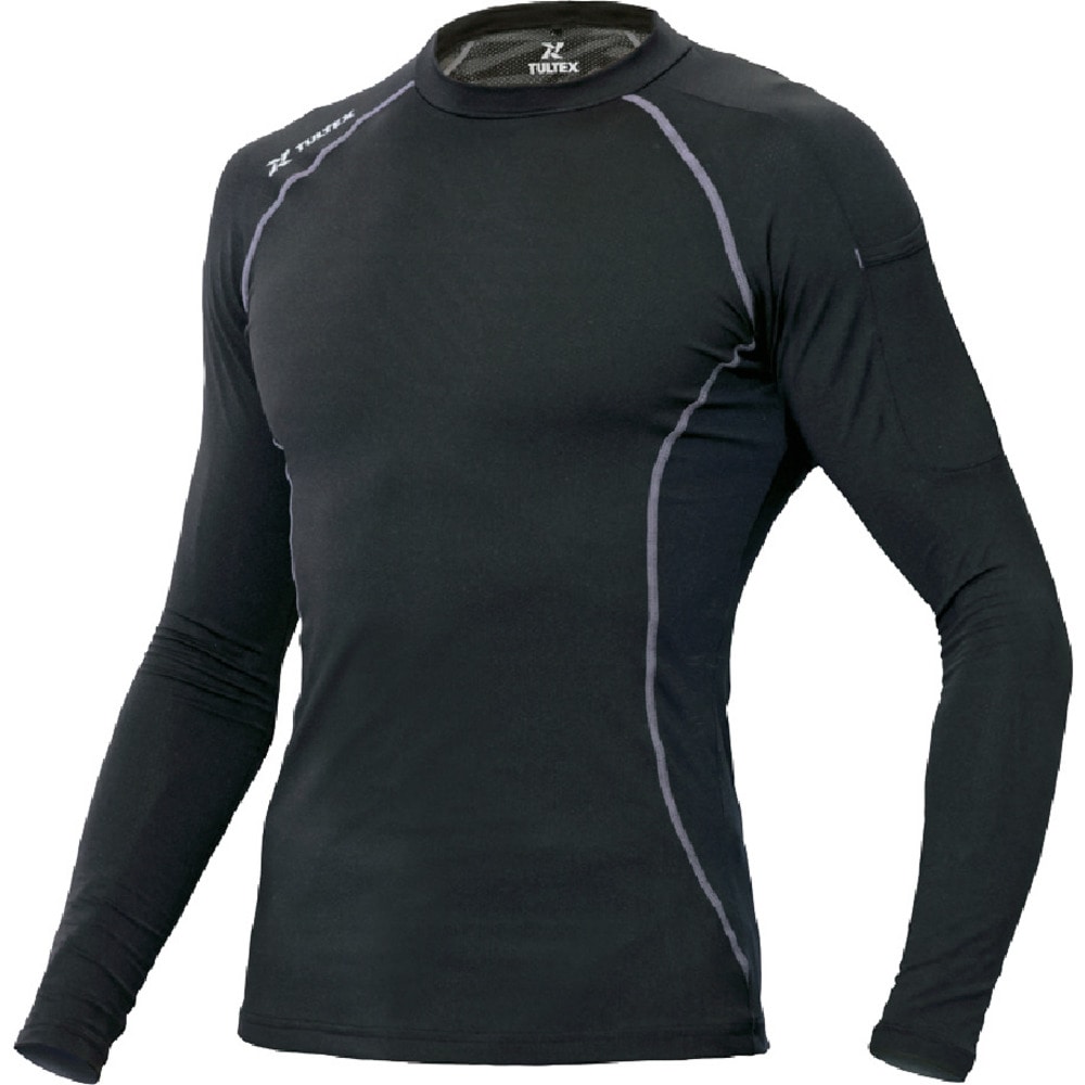 アイトス 冷感プリントコンプレスフィット長袖シャツ ブラック M メーカー直送 ▼返品・キャンセル不可【他商品との同時購入不可】