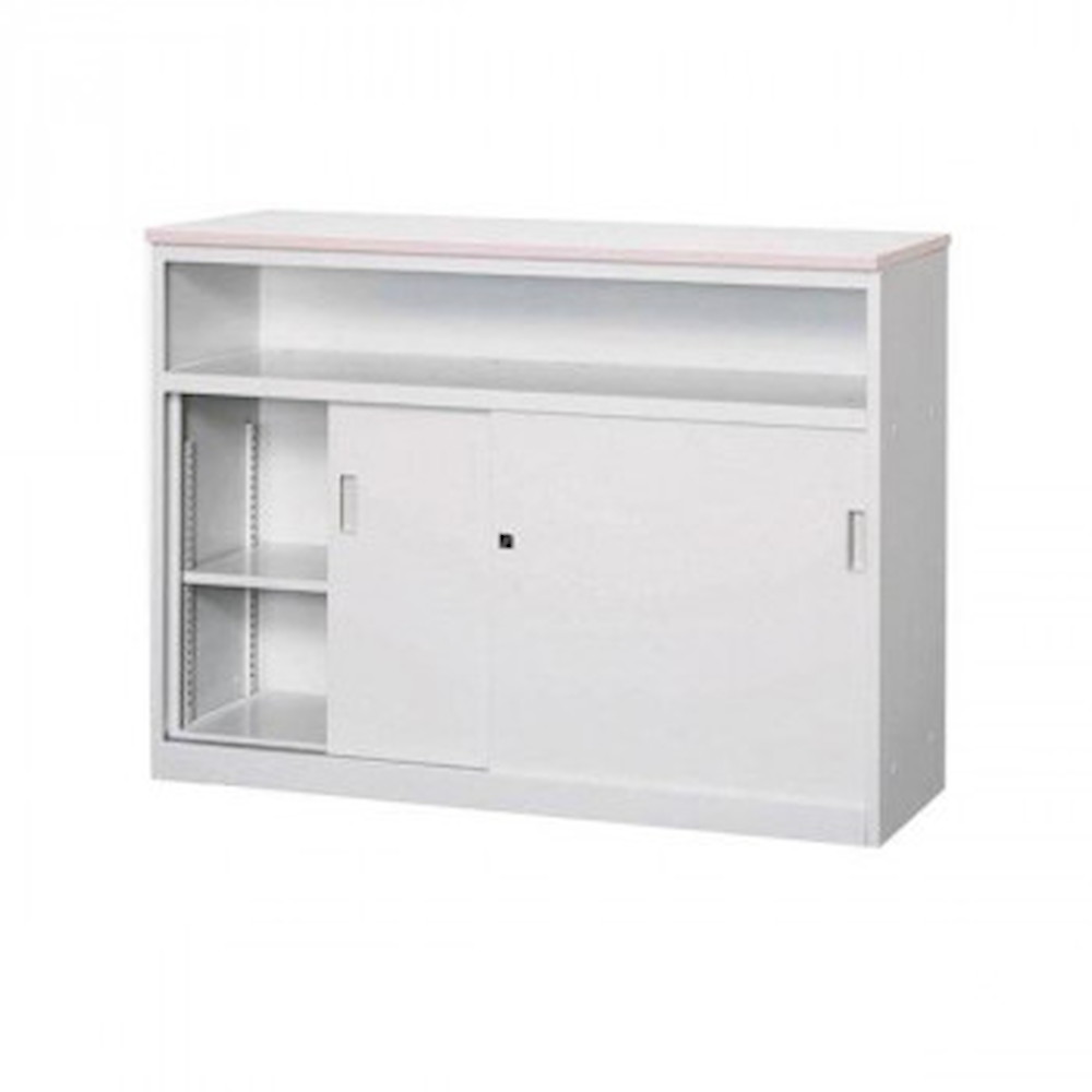 中棚付ハイカウンター 鍵付 天板 COM-CVA-12HST-G メーカー直送 ▼返品・キャンセル不可【他商品との同時購入不可】