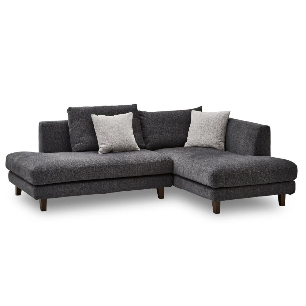 左カウチソファ レイモンズ ブラウン脚タイプ ダークグレー メーカー直送 ▼返品・キャンセル不可【他商品との同時購入不可】