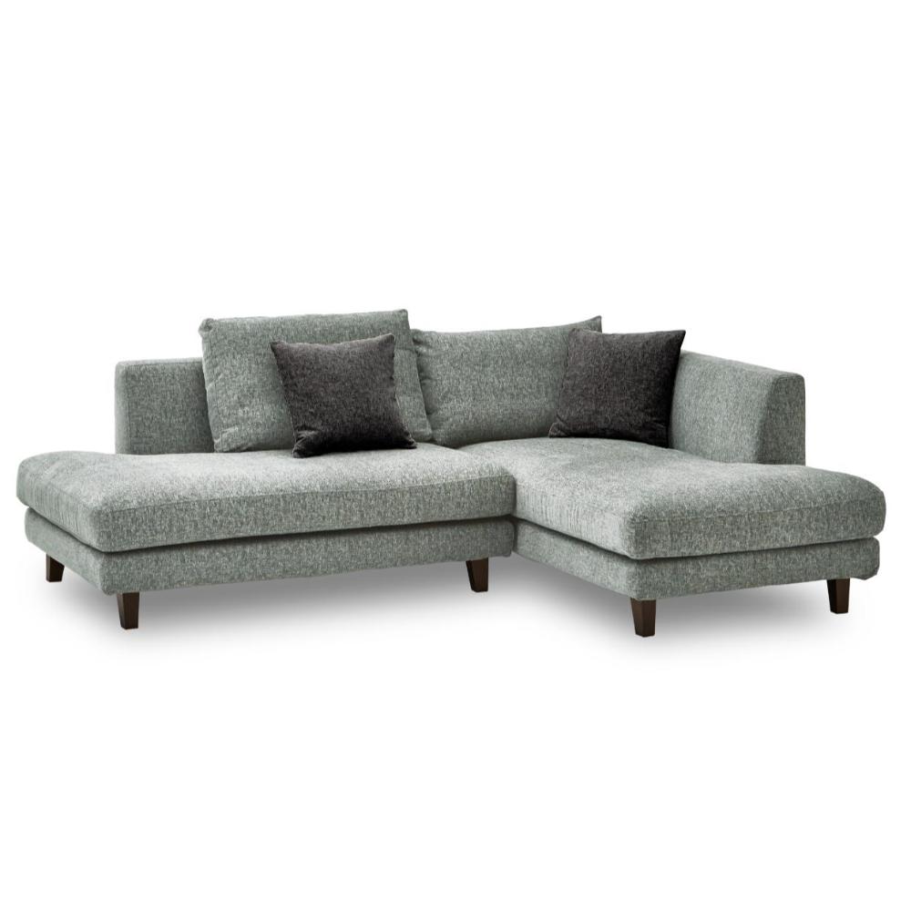 左カウチソファ レイモンズ ブラウン脚タイプ ライトグレー メーカー直送 ▼返品・キャンセル不可【他商品との同時購入不可】