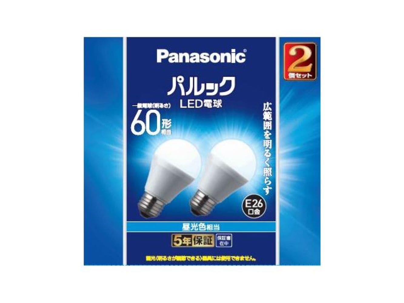 パナソニック Panasonic LED電球 60W形 昼光色 広配光 照明 E26 7W 屋内用 2個入 LDA7DGK62T