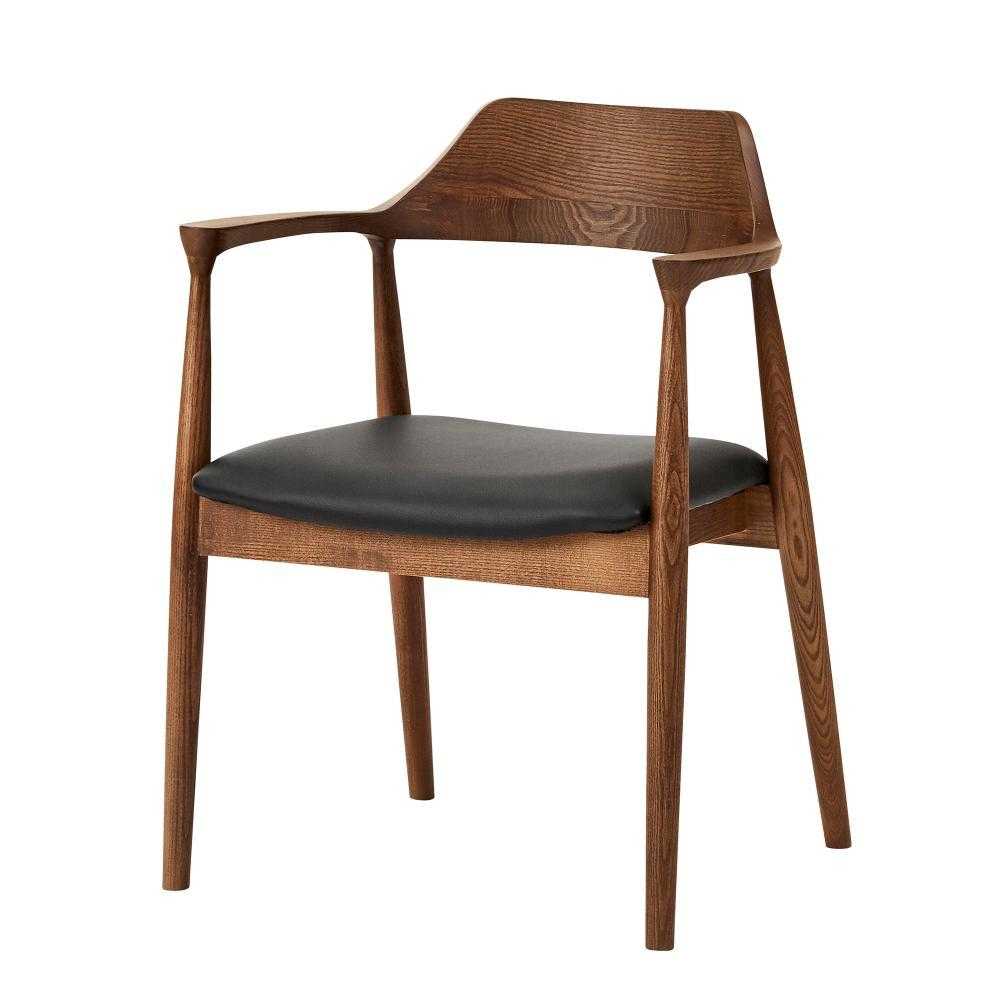 ダイニングチェア ロジャー3 A型 ウォールナット 合皮座面ブラック メーカー直送▼返品・キャンセル不可【他商品との同時購入不可