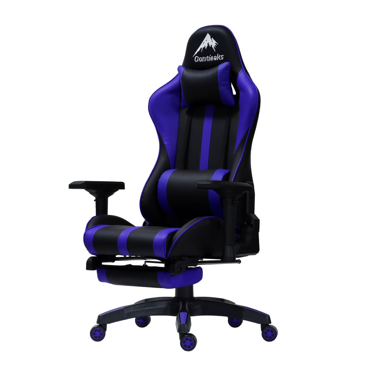 ルセルV3 オットマン付き ゲーミングチェア ブルー メーカー直送 ▼返品・キャンセル不可【他商品との同時購入不可】