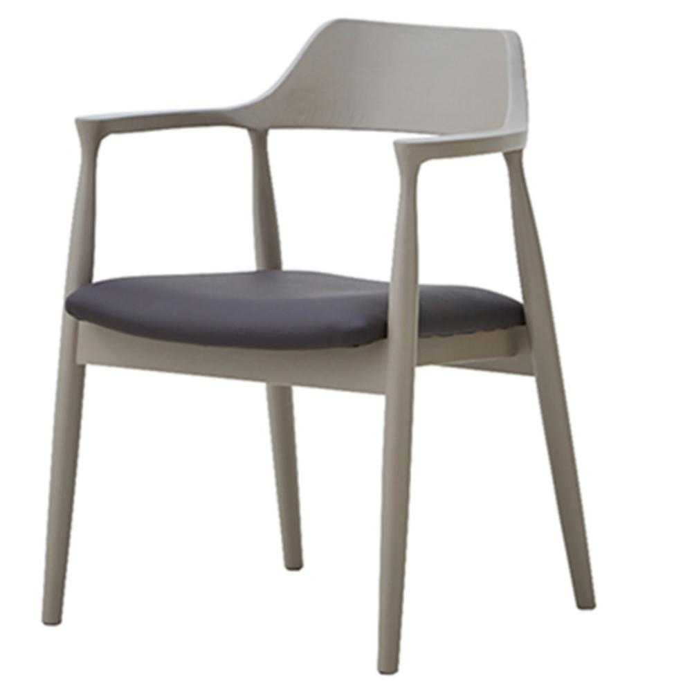 ダイニングチェア ロジャーC型 ライトグレージュ 合皮座面ブラウン メーカー直送 ▼返品・キャンセル不可【他商品との同時購入不可