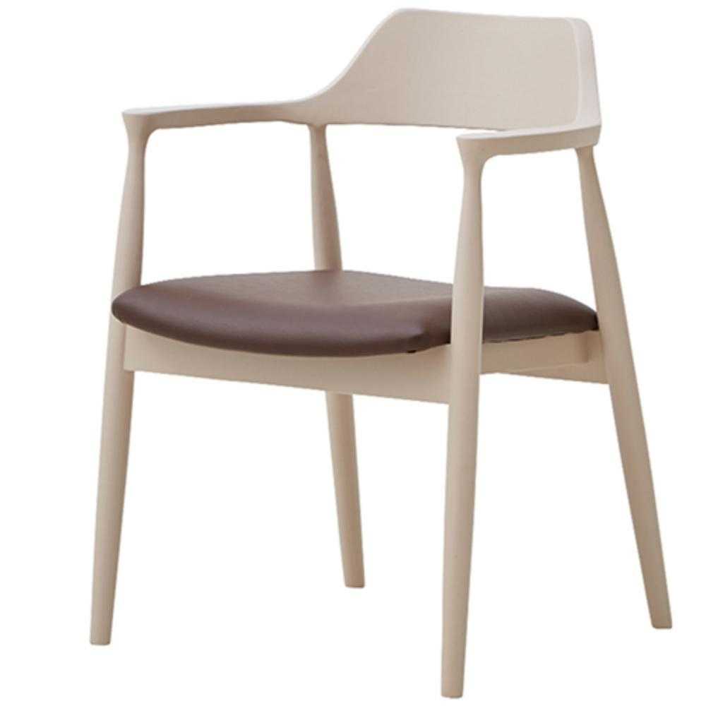 ダイニングチェア ロジャーC型 ピンクベージュ 合皮座面Lブラウン メーカー直送 ▼返品・キャンセル不可【他商品との同時購入不可