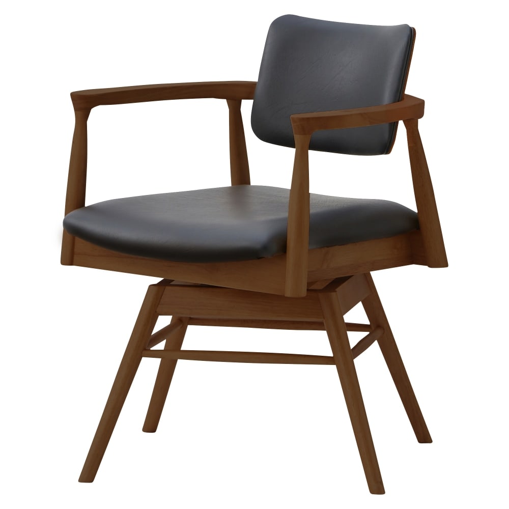 ダイニングチェア カストロ 回転式 ブラウン 合成皮革 座面ブラック 【直送品】 返品・キャンセル・他商品と同時購入は不可