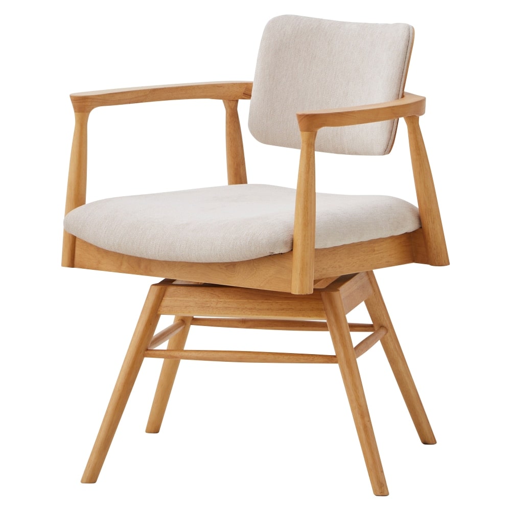 ダイニングチェア カストロ 回転式 ナチュラル ファブリック 座面ベージュ 【直送品】 返品・キャンセル・他商品と同時購入は不可