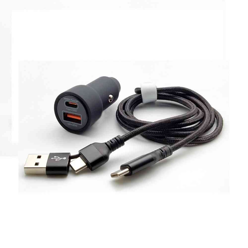 アークス DC2ポート 充電器 C＋A 編み込みCCケーブル付き＋USB－A コネクタ付き ブラック X-333