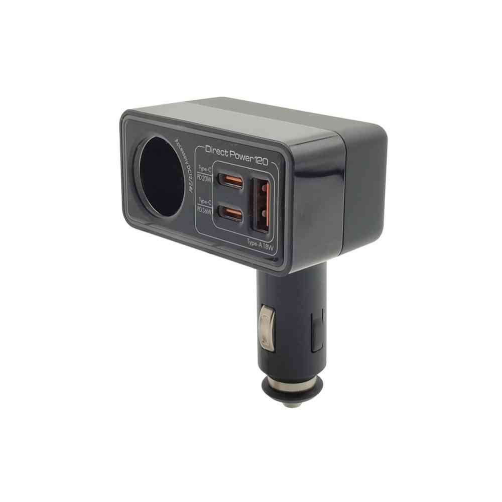 アークス DCソケット＋Type－C×2（PD）＋USB－A（QC etc）充電器 ブラック X-340