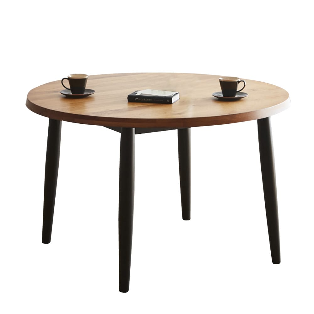 幅110cmのオーク無垢材使用 高級感ある円卓ダイニングテーブル メーカー直送 ▼返品・キャンセル不可[他商品との同時購入不可]