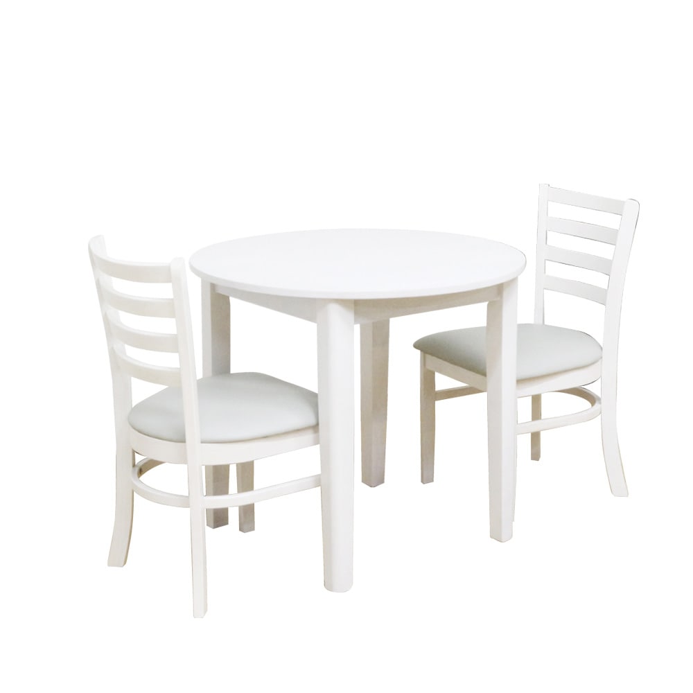 幅80cmの円卓3点セット  DC-ERN-3-WH メーカー直送 ▼返品・キャンセル不可[他商品との同時購入不可]