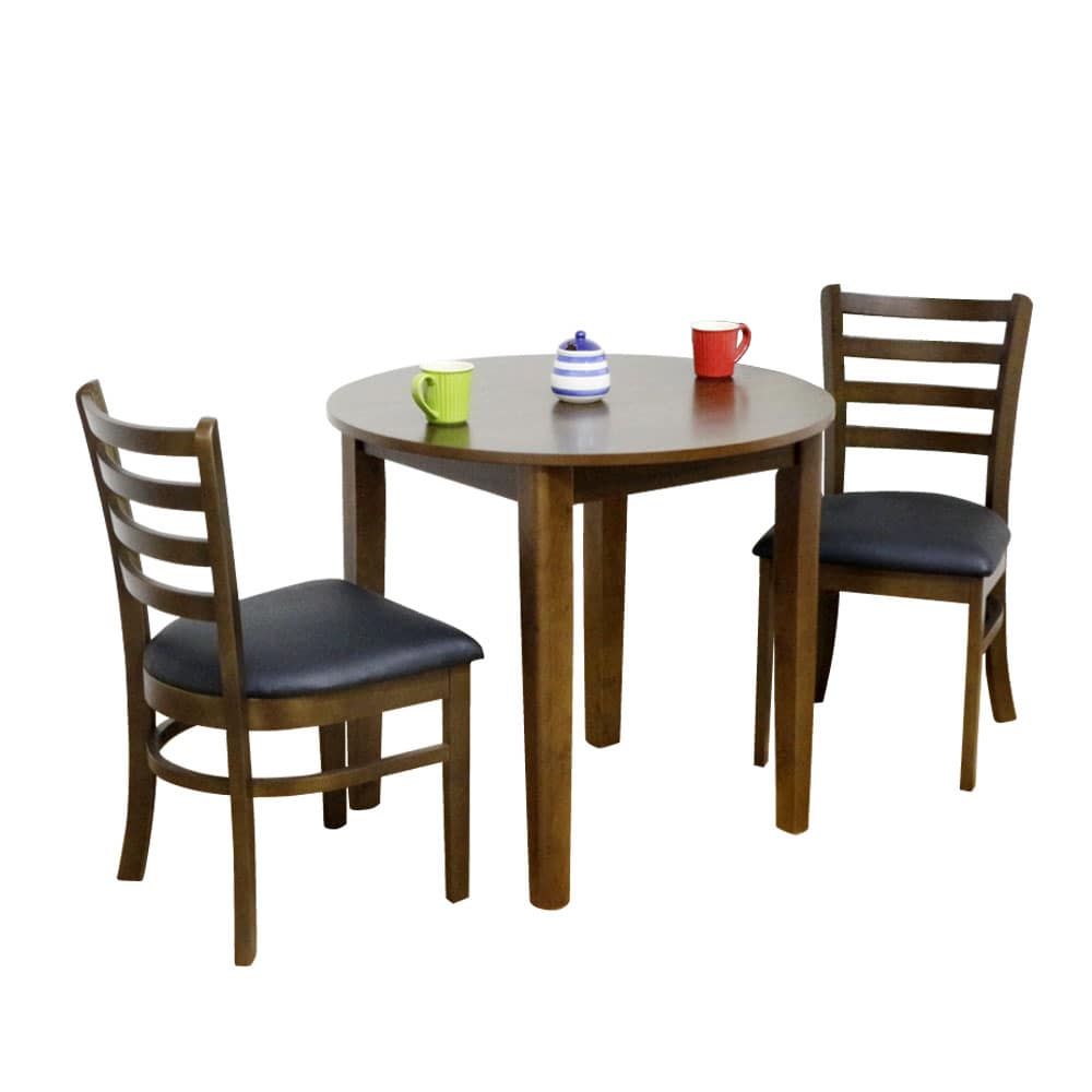 幅80cmの円卓3点セット  DC-ERN-3-BR メーカー直送 ▼返品・キャンセル不可[他商品との同時購入不可]