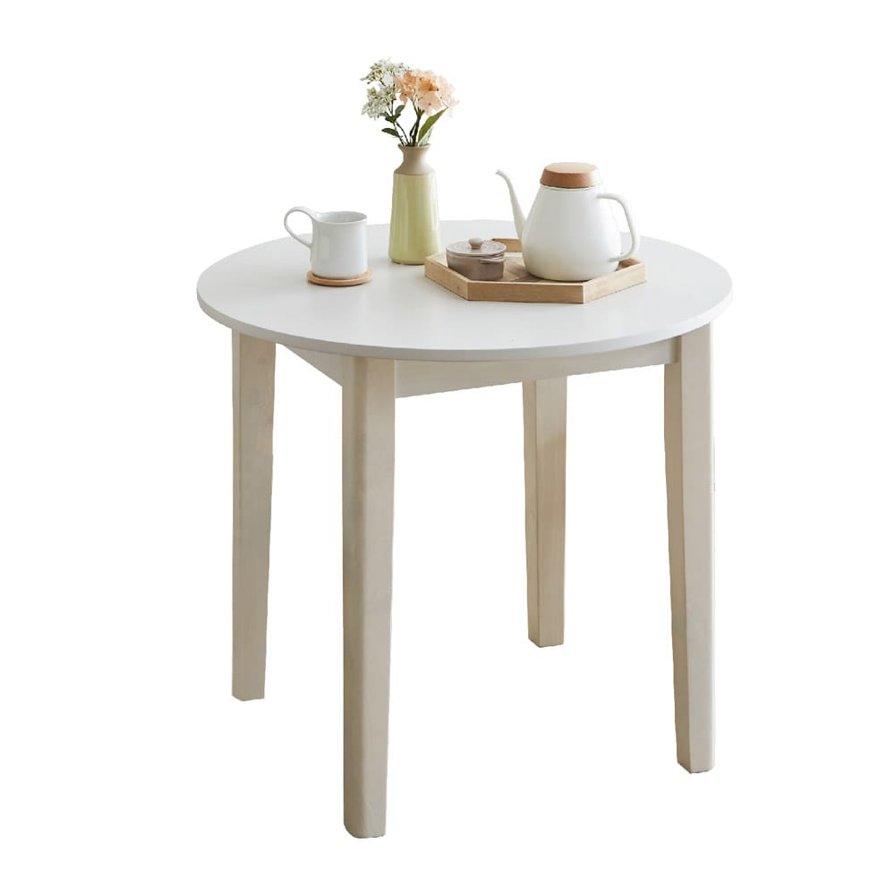 幅80cm円卓ダイニングテーブル DT80-ERN-WH メーカー直送 ▼返品・キャンセル不可【他商品との同時購入不可】