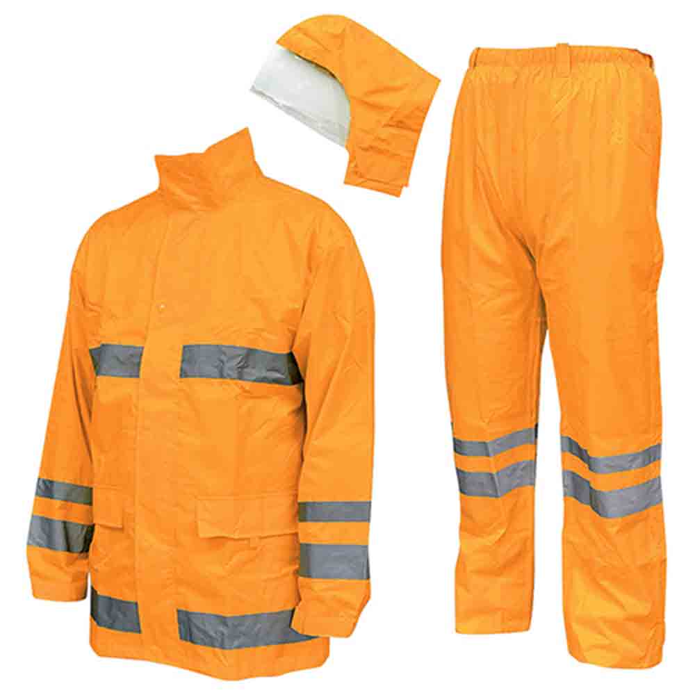 レインスーツF-8400 蛍光オレンジL メーカー直送 ▼返品・キャンセル不可【他商品との同時購入不可】