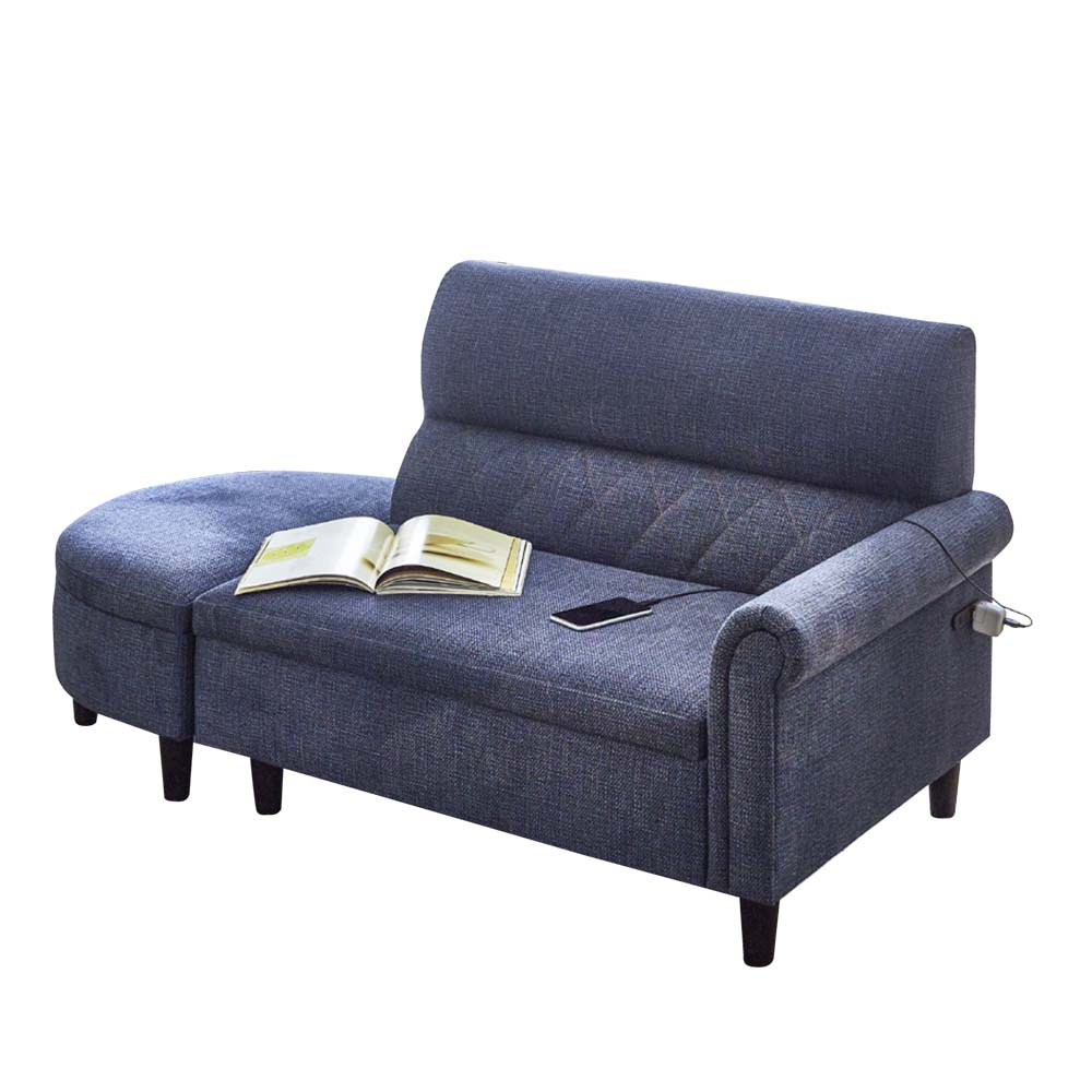 2口コンセント付きのコンパクトカウチソファ SO-CD-BL メーカー直送 ▼返品・キャンセル不可【他商品との同時購入不可】