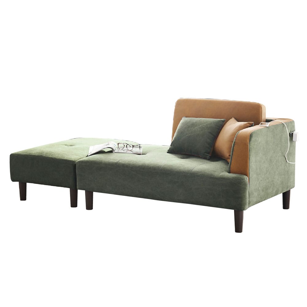 2口コンセント付きカウチソファ SO-27DX-GR メーカー直送 ▼返品・キャンセル不可【他商品との同時購入不可】