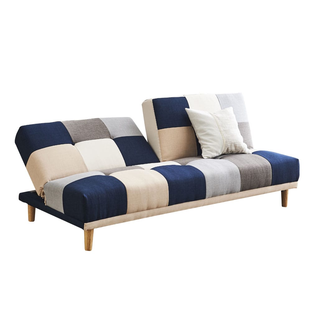 背もたれ2WAYパッチワークソファーベッド SO-32-BL メーカー直送 ▼返品・キャンセル不可【他商品との同時購入不可】