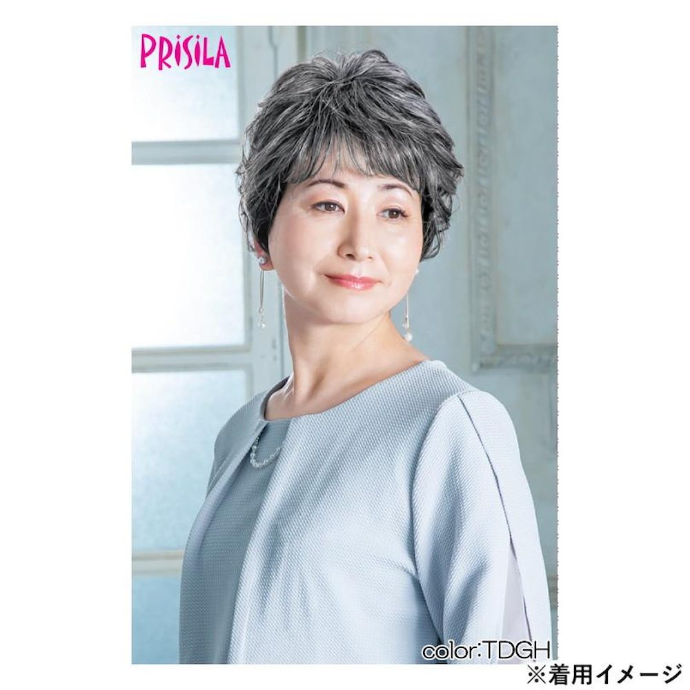 プリシラ 帽子ウィッグリラックス ミックスカールショート 耐熱 【直送品】 返品・キャンセル・他商品と同時購入は不可