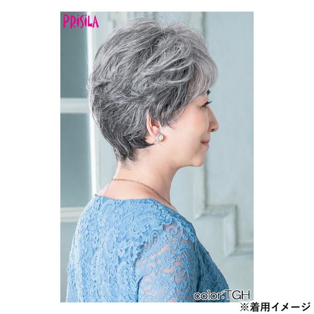プリシラ 帽子ウィッグリラックス ミックスカールショート 耐熱 【直送品】 返品・キャンセル・他商品と同時購入は不可