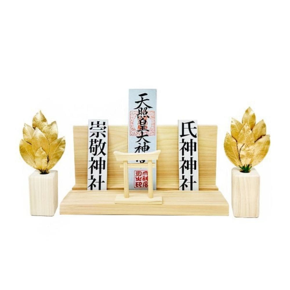 ミニ SS 金の榊榊立て 鳥居付神棚大セット ST-051 メーカー直送 ▼返品・キャンセル不可【他商品との同時購入不可】