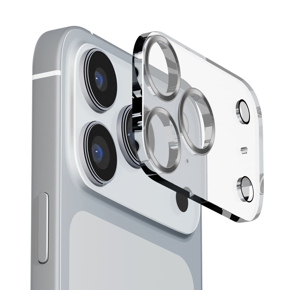 PGA iPhone 17 Pro Max用 カメラフルプロテクター クリア／メタルシルバー 7g